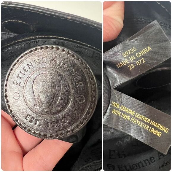 Vintage Etienne Aigner Black Leather Shoulder Bag Hobo - Picture 3 of 9